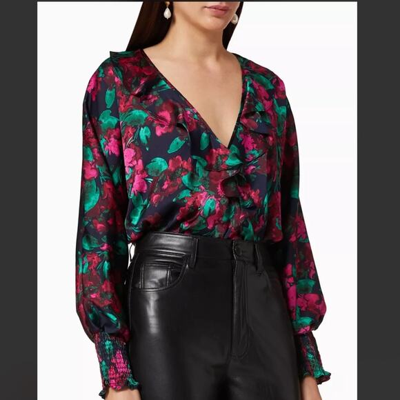 MISA Los Angeles Talah Floral Satin Bodysuit Small - Picture 2 of 12